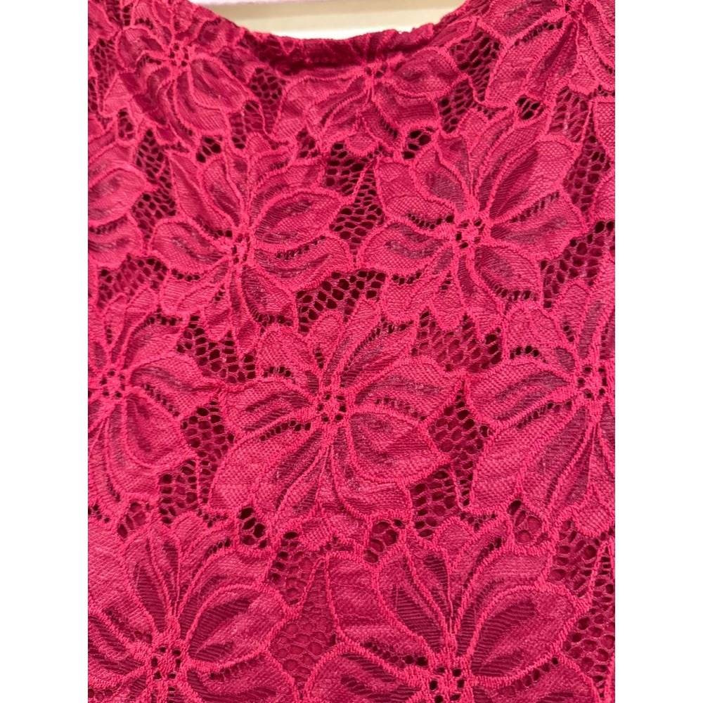 Burgundy Floral Lace Fit and Flare Mini Dress XS 3/4 Sleeve Red.Made in Poland - Picture 4 of 14